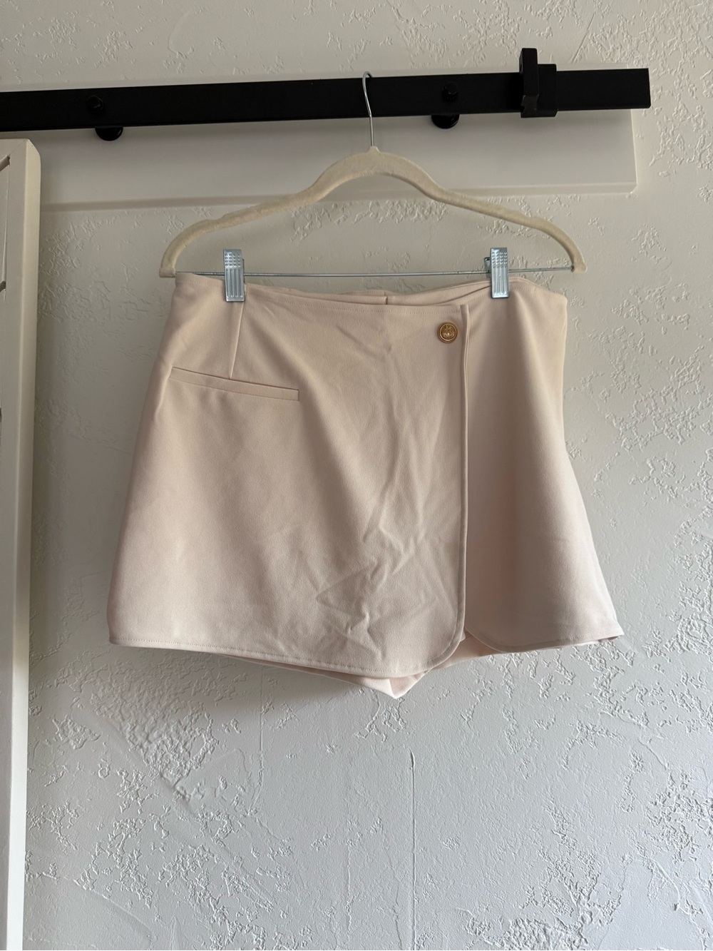 H&M Cream Wrap-Front Skort with Button